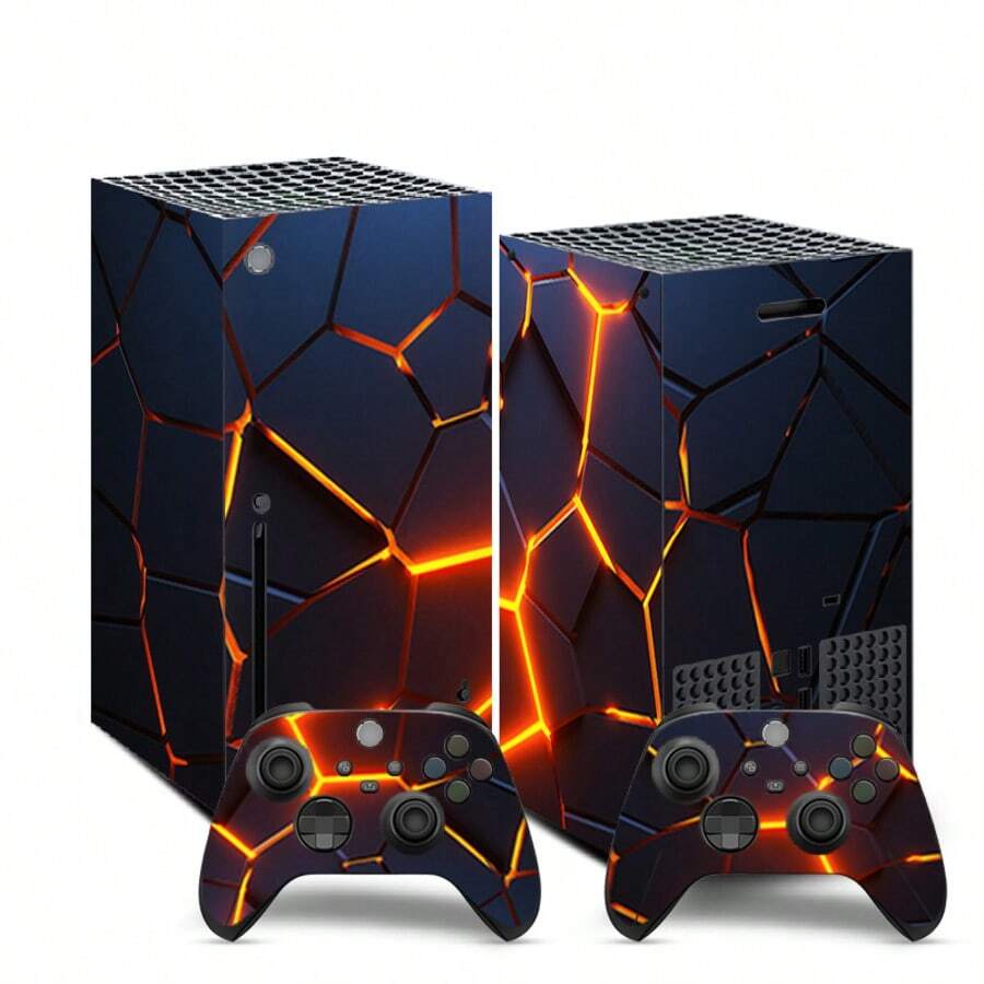 1 Set Printed Pattern Game Console Skin Sticker For Xbox Series X, Anti-Slip Durable Scratch-Resistant Protective Personalized Creative Decorative Film - View 1