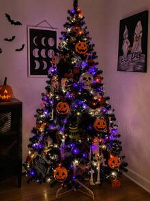 1pc Black Halloween Decorative Tree, Tree Body Only Without Hanging Lights, Black Christmas Tree, Black Holiday Tree, Artificial Pine Needle Tree, Faux Black Pine Tree, Black Pine Branch Tree, Black Tree-Shaped Ornament, Standing Floor Tree, Tree With Stand - Black Tree - View 11
