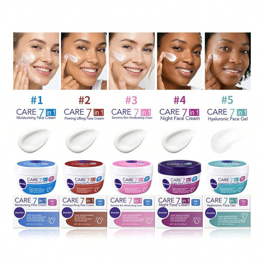 danche Koleksi Krim Wajah Care 7 In 1, Hidrasi Mendalam 48 Jam, Perbaikan Pelindung Kulit, Anti-Penuaan & Pengontrol Minyak, Meredakan Kemerahan, Alas Makeup Ringan dan Tidak Berminyak - Multifungsi - View 1