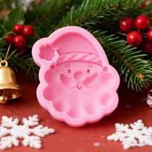 1pc Santa Claus Pattern Silicone Mold, Suitable For Photography Props, Handmade Crafts, Plaster And Holiday Candle Decoration, Easy Release, Reusable - Pink - View 1