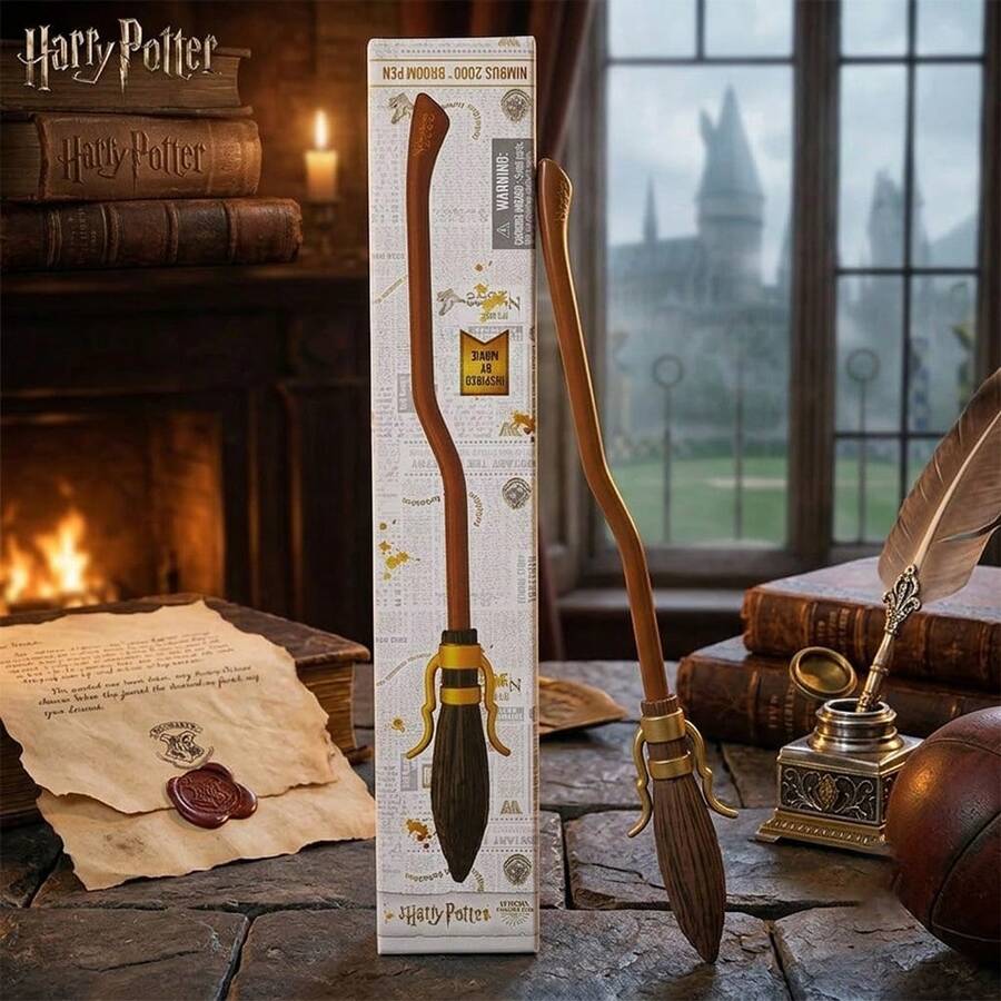 Monogram Warner Bros 1支華納兄弟官方授權 Nimbus 2000 掃帚魔杖角色造型順滑書寫凝膠墨水圓珠筆,適用辦公室、學校、居家學習、手帳記錄,文具桌面配件,成人粉絲節日禮物 - 查看 1