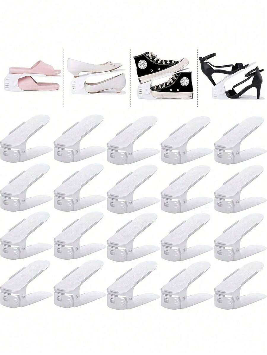 Adjustable Shoe Rack, Space-Saving Double-Tier Shoe Organizer, Sturdy Holder For High Heels And Sneakers, Tidy And Fashionable Shoe Cabinet, Stackable Shoe Box Rack, Shoe Rack Storage, Space-Saving Shoe Rack, Shoe Cabinet - Multicolor - View 1
