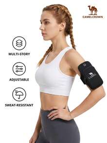 CAMEL CROWN Unisex Running Arm Band, Sports Arm Phone Storage Bag, Wrist Storage Sleeve, For Outdoor Activities - Black - View 3