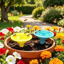 Bebedero todo en uno para abejas, alimentador de agua para insectos de inserción en el suelo, adorno decorativo para jardín exterior, disponible en 2 colores - A - Ver 4