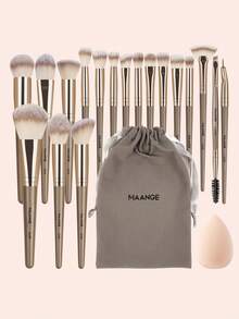MAANGE 9/18件組化妝工具與刷具套組，包含底妝刷、腮紅刷、眼影刷、眉刷、蜜粉刷、高光刷、修容刷、遮瑕刷及粉撲配件，適合女性與女孩的完美禮物，也是送給朋友的優質化妝配件禮物。套組包含多款化妝刷，包括底妝刷、腮紅刷、眼影刷、眉刷、蜜粉刷、高光刷、修容刷、遮瑕刷與蜜粉 - 香檳色 - 查看 2