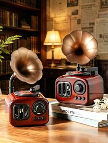 1pc Classic Vintage Gramophone Music Box, Nostalgic Home Office Desktop Decor, Birthday Christmas Anniversary Wedding Valentine's Day Graduation Holiday Gift - Multicolor - View 4