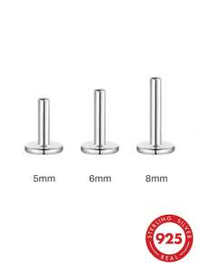 1件 5mm/6mm/8mm 耳環針與耳扣，925純銀平背，低過敏心耳環背扣，珠寶手工DIY配件 - 銀色 - 查看 1