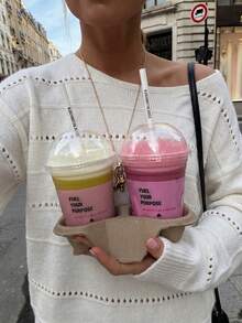Women's White Knit Pullover Sweater, Long Sleeve, Hollow Out Detail, Cute And Comfortable - Apricot - View 4