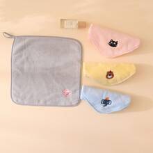 1/4/8件裝 卡通動物刺繡珊瑚絨手巾 11.8 x 11.8 英吋 超柔軟吸水臉巾 附掛繩方便攜帶 多色可選 適用日常使用、浴室、廚房、學校與旅行 可重複使用 - 彩色 - 查看 4