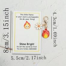 5pcs Cartoon Minimalist Flame Keychains With Positive Encouragement Greeting Cards, Perfect Gift For Friends And Family, Inspirational Gift, Shine Bright, Go Ignite The World, You Are Amazing, Gift For Friends Who Need Encouragement - Multicolor - View 6