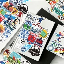 50 piezas de pegatinas lindas de fútbol, pegatinas de vinilo impermeables de dibujos animados para botellas de agua, portátiles, tablas de snowboard, cascos, pegatinas para aficionados a los juegos de pelota para adultos, adolescentes y útiles escolares - A - Ver 6
