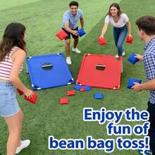 Portable Outdoor Bean Bag Toss Set With 2 Target Boards & 6 Beanbags. This Competitive Tossing Rack Suits Yards, Beaches And Outdoor Parties. It's A Fun Interactive Family Game For All Ages, A Great Gift For Halloween, Christmas And Easter - 藍色 - 查看 3