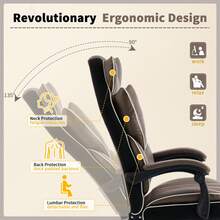 Silla de tocador con cojín reforzado, silla de escritorio ergonómica, silla de computadora con reposapiés ajustable, adecuada para uso de entretenimiento y oficina. - Marrón - View 5