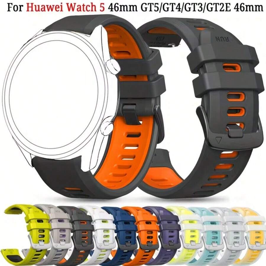 22mm 矽膠運動手錶替換錶帶,相容於 Vivoactive 4、Venu 2/3、Forerunner 745/965/955/945/935/570、Watch GT6/5/4/3/2 Pro、GTR 4/3 Pro/3/Bip 5、Watch S4/3/2,男士智慧手錶錶帶 - 22mm - 查看 1
