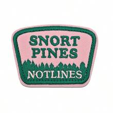 1pc Outdoor Theme "SNORT PINES NOTLINES" Iron-On Embroidered Patch, Suitable For Jeans, Hats, Jackets, Backpacks - Holiday Decoration & Commercial Promotion - Small Business Wholesale Decor, Fabric Patch - D-2PCS-iron Onpatch - View 2