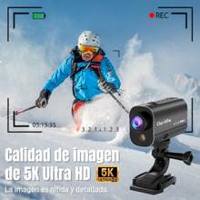 Cámara de acción 5K a 30 FPS con estabilización de imagen, WiFi, luces LED, grabación en bucle, cámara deportiva para moto, bicicleta y actividades al aire libre - Negro - Ver 6