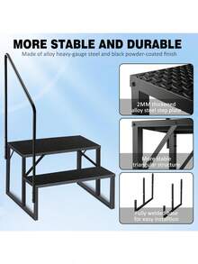 Swimming Pool Ladder Above Ground RV Steps With Handrail Heavy Duty Pool Step Hot Tub Steps 660 Lbs Weight Capacity Camper Step Stool Mobile Home Stair For Getting High - as Pic - View 3