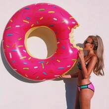 Inflatable Donut-Shaped Swimming Ring For Adults, Inflatable Float Rings Under The Armpits, Anti-Rollover Summer Donut-Shaped Swimming Ring, Thickened PVC Summer Vacation Gift, School Gift, Swimming Equipment. - Pink - View 8