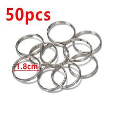 50個 6-20mm 金屬圓形開口鑰匙圈，雙環鑰匙圈連接件，適用於手工DIY鑰匙圈、狗項圈、鑰匙圈珠寶配件 - 雙圈環 - 查看 15