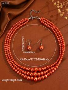 Exaggerated Multi-Layer Handmade Beaded Faux Pearl Bohemian Middle Eastern Western Cowboy Retro Party Casual Necklace Earrings - Yellow - View 5