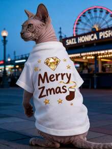 1 Stück Weihnachtliche Festliche Muster Haustier Oberteile, leichte atmungsaktive Freizeitkleidung für Hunde & Katzen Feiertags-Verkleidung - Verschiedenfarbig - Übersicht 11