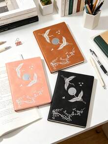 1 Peça Caderno de Couro Personalizado - Design de Garça Branca, Rosa Macio Premium, Marrom Vintage e Preto, Diário de Couro Macio, Presente do Dia dos Pais, Dia das Mães, Aniversário, Melhor Presente de Volta às Aulas, Exclusivo para Homens, Mulheres e Casais, Artesanato Requintado, Encadernação de Alta Qualidade, Presente para Estudantes, Diário da Moda, Lembrança Emocionante, Escolha Elegante para Amigos - A5 - Visão 5