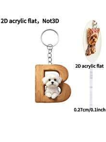[2D Flat] 1PC 2D Acrylic Maltese Dog Letter Novelty Keychain For Women, Holiday Gift Decorative Key Pendant, Car Key Chain, Backpack Wallet Key Chain - Dog - View 7
