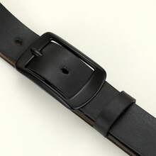 Women Vintage Color Block PU Leather Pin Buckle Belt Four Seasons Daily Wear Jeans Matching Accessory - Black - View 2