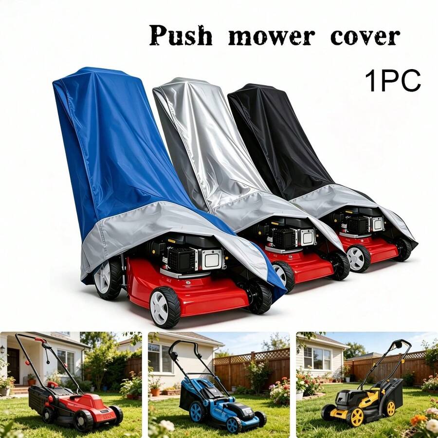 Push Lawn Mower Cover, Waterproof Lawnmower Covers For Outdoor, Heavy Duty 600D Polyester Oxford Push Mower Cover With PA Coating & Double Drawstring - Multicolor - View 1