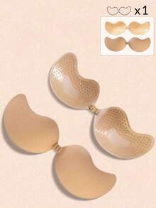 1/2Pcs Wire-Free Silicone Backless Self Adhesive Push Up Sticky Bra, Strong Support Reusable Invisible Bust Lifter For Wedding Gowns, Pool Parties, Summer Beach Dresses & Low Cut Outfits - Multicolor - View 28