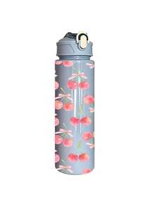 1pc/5pcs 750ml Double Cherry Pink Bow Print Sports Water Bottle, Flip Lid Design, Reusable Lightweight Leak-Proof Portable Travel Drinking Cup, Suitable For Outdoor Sports And Daily Use - Multi-colored Cherry Bow - View 12