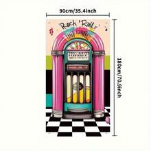 2D Flat, 2D Jukebox Door - Vintage Style, Suitable Birthday, Housewarming, Anniversary Party Decorations, Jukebox-Themed Retro Design Decoration, No Electricity Required, Suitable Various Celebrations, 2D Flat - B - View 6