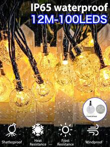 1PC Outdoor Solar Crystal Ball Light String, 20/50/100 LED, 8 Lighting Modes, Outdoor Waterproof Courtyard Light, 5m/7m/12m, Suitable For Garden, Party, Wedding, Camping, Lawn, Balcony, Eaves, Christmas, Halloween Holiday Decoration - Solar-powered Crystal Ball Light String - View 24