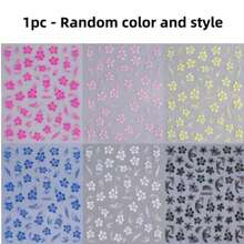 3D Hawaiian Floral Nail Stickers - Hibiscus Flower Decals DIY Tropical Summer Spring Pink, Rose Red, Yellow, Blue, Black, White Floral Nail Art Stickers Self-Adhesive Nail Decoration - Multicolor - View 9