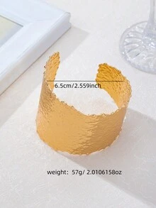 1件歐美風誇張幾何不對稱開口寬版手鐲 女款 - 金黃色 - 查看 5