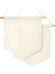 1/2/5/8 Peças Banner de Tela em Branco, Banners de Tela com Vara de Madeira, Suporte de Exibição de Parede para Alfinetes Esmaltados, Alfinetes de Lapela, Distintivos, Botões, Coleção de Patches - Bege 30cm - Visão 9