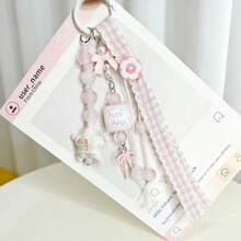 Ins Style Sweet Pink Pendant Keychain, Y2K Aesthetic Bow & Star Bag Charm, Cute Phone Lanyard - Multicolor - View 1