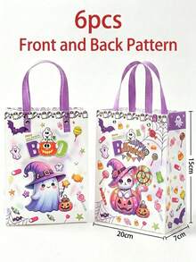 6er Set Halloween Geister Kürbis Cartoon transparente mattierte Geschenktüten, Halloween tragbare Geschenktüten, Trick or Treat Süßigkeiten Geschenktüten, Halloween Süßigkeiten Tüten, süße Halloween Party Geschenktüten, Geschenkverpackungstüten mit Griffen, wiederverwendbare tragbare Geschenktüten, transparente Party Geschenktüten, Halloween Dekorationen, Halloween Party Tischdekoration, Halloween Trick or Treat Dekorationen, Happy Halloween Dekorationen, Partyzubehör - Halloween-Geister - Übersicht 9
