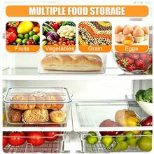3/4PCS Fridge Organizer Clear Plastic Storage Box With Lid Fridge Cabinet Organizer Kitchen Container - View 6