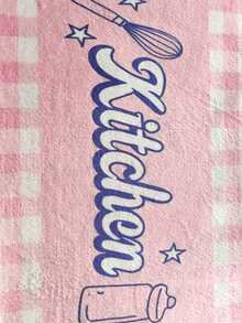 1 pieza, Alfombra de cocina de estilo Ins innovadora con cuadros rosa y blanco, alfombra de cocina de lujo nórdico con letras, alfombra de cocina, alfombra antideslizante larga para pies con estilo femenino, alfombra de pasillo de cocina con utensilios de cocina de dibujos animados - Material de franela suave, cómodo y resistente a las manchas, peso aprox. 850g/㎡ - Perfecta para decoración del hogar, alfombra de cocina, alfombra de cocina, alfombra de sala de estar, alfombra de dormitorio, alfombra de lado de la cama, alfombra de estudio, alfombra de comedor, alfombra de baño - Multicolor - Ver 7
