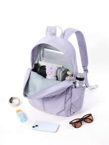 CAMEL CROWN Large Capacity Travel Backpack, Lightweight Casual Sports Rucksack, Portable Daypack For Outdoor Hiking & Mountaineering - Lilac - View 2