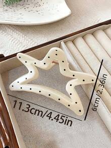 2pcs Women's White Star & Polka Dot And Brown Oval Large Hair Clips, Elegant Lightweight Plastic Hair Accessories, Suitable For Daily, Casual, Party, Commute, Beach, Ponytail, Updo Hairstyles, Matching Makeup And Summer Outfits Hair Claw Clips - Multicolor - View 6