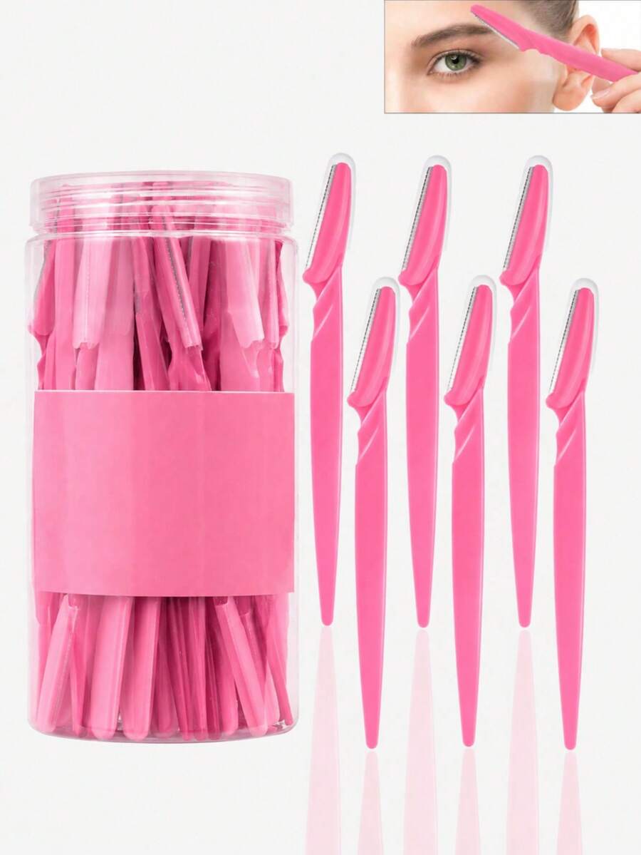 12/30pcs Standard Size Gentle Exfoliating Stainless Steel Blade Eyebrow Trimmer, Facial Hair Remover, Exfoliating Tool, Minimalist Neutral Style, Multiple Color Options (Black, Pink, Multicolor)