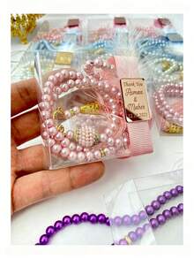 Personalized Islamic Pearl Prayer Beads Set With Customized Engraved Acrylic Tag, Ribbon And Gift Box, Tassel Prayer Beads, Ramadan Wedding Eid Ramadan Baby Shower Guest Souvenir Favor, Multi-Color Pearl Islamic Gift - Multicolor - View 8