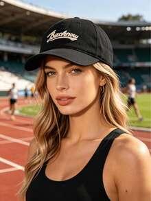 Gorra de béisbol con bordado 3D de letra de diseñador, unisex, para pareja, con visera tipo pico de pato - No - Ver 4