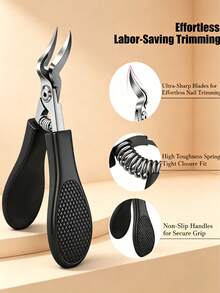 1pc Sharp Stainless Steel Ingrown Toenail Clipper, Pedicure Tool For Thick And Hard Toenails - Black - View 5