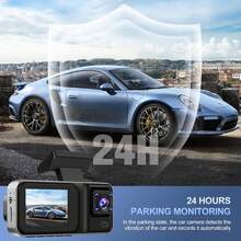 Dash Cam Front And Rear Inside 3 Channel Dashcam For Cars 1080P With 32GB Card Adjustable Lens 3 Ways Triple Camera With Night Vision, G-Sensor, Loop Recording, Parking Monitor - A98 - View 2
