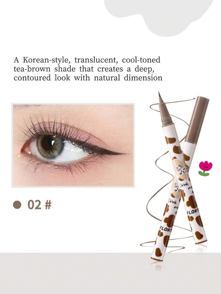 FLORTTE Wow So Thin Eyeliner Pen Series 0.55ml 02# Super Thin Cold Tea Brown - 02# Fine Cold Tea Brown Juice 0.55ml - View 1