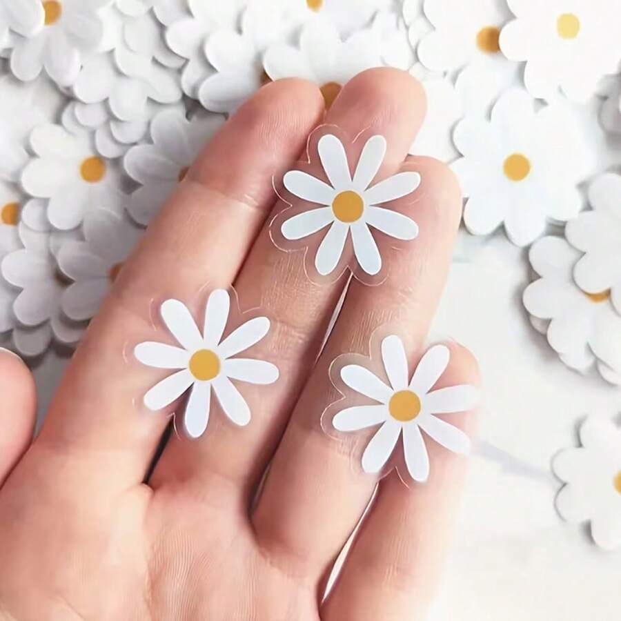 6pcs Cute Little Daisy Stickers - Flower Stickers To Decorate Your Phone, Water Bottle, Laptop...... Vinyl Sticker Daisy Sticker Pack - A - View 1