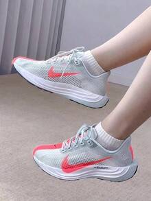 Nike Pegasus Plus 舒適運動透氣回彈 低筒跑步鞋 女款 灰紅 - 灰紅 - 查看 2